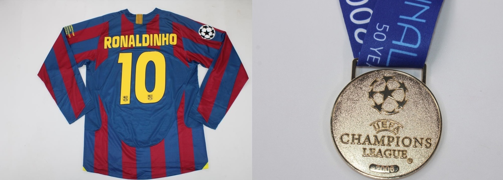 Fc barcelona 2006 UCL FINAL ronaldinho jersey shirt+ medal winners ucl