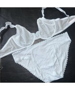 Victoria&#39;s Secret unlined 36D BRA SET XL panty BLUE BUTTERFLY TEASE MESH... - $108.30 CAD