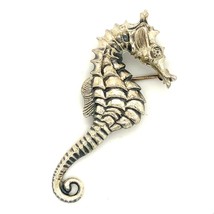 Vintage Signed Sterling Beau Detailed 3D Repousse Carved Seahorse Brooch Pin - £30.33 GBP