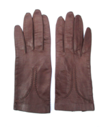 Bloomingdale&#39;s Brown Crinkled Kid Leather Gloves Silk Lined Size 6 ITALY... - £10.93 GBP