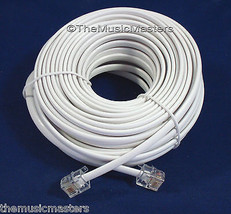 White 50&#39; ft Telephone Modular Line Cord Phone Cable Extension Wire RJ11... - £8.16 GBP