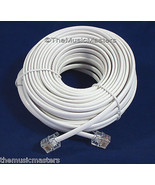 White 50&#39; ft Telephone Modular Line Cord Phone Cable Extension Wire RJ11... - £8.06 GBP