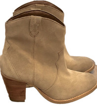 Crevo CAMILLE Cowboy Cowgirl Western Style Beige Tan Suede Ankle Boots S... - $35.88