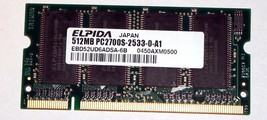 512MB DDR-RAM 200-pin SO-DIMM PC-2700S &#39;elpida EBD52UD6ADSA-6B - £13.05 GBP