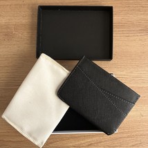 Slim Minimalist Front Pocket Wallet for Men Saffiano Leather Graphite Black NEW - £21.42 GBP
