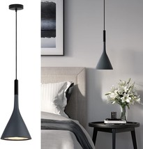 Gray Pendant Light Fixture Modern LED Hanging Kitchen Industrial Ceiling Metal - £54.97 GBP