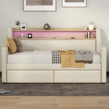Twin Daybed w/Storage, USB, LED Lights - Beige - $6,784.76 MXN