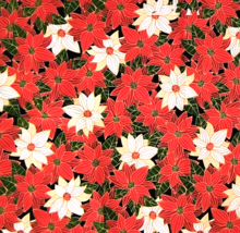 New Fat Quarter Christmas Fabric Red Gold White Poinsettias Crafts Quilt Sewing - £4.65 GBP