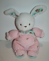 Carters Baby Bunny Rabbit Rattle 9&quot; Shabby Roses Pink Plush Soft Toy Lovey 8778 - £50.12 GBP