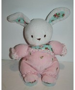 Carters Baby Bunny Rabbit Rattle 9&quot; Shabby Roses Pink Plush Soft Toy Lov... - £49.48 GBP