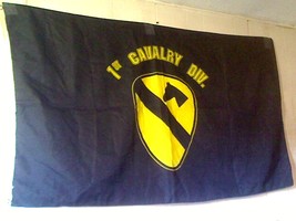 Vintage Large US Army First 1st Cavalry Silk Screened Flag 34&quot; x 59&quot; - £7.99 GBP