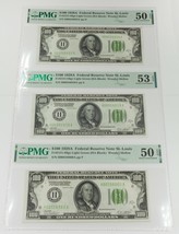 Lot of 3 1928A Federal Reserve Notes Consecutive PMG 50, 53, 50 EPQ - £1,527.32 GBP