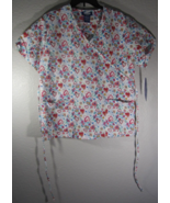 NEW FACTORY UNIFORMS HEARTS PRINT NURSE SCRUB TOP- SMALL - £10.11 GBP