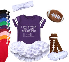 LSU  Tigers Girls Watching With Daddy Onesie Set - $22.00+