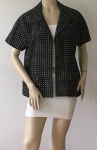 Coldwater Creek Black w/Square Dots Open Front Short Sleeve Jacket (Size 14) - £15.80 GBP