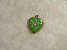 Vintage Sterling silver enameled puffy heart charm-GRANNY APPLE GREEN  p... - £21.53 GBP