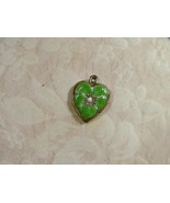 Vintage Sterling silver enameled puffy heart charm-GRANNY APPLE GREEN  pansy - $27.00