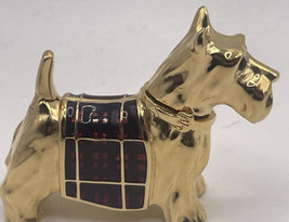 VTG Estee Lauder perfume compact scotty dog Scottish terrier plaid gold - £30.38 GBP