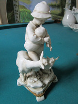Antique German Figurine Shepherd Sheeps Playing Instrument Paris Ceramic [*1ST] - £157.39 GBP