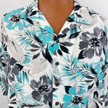 Hawaiian Aloha 2 XL ShirtHibiscus Flower Palm Leaves Teal Black Tropical - $49.99