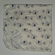 Old Navy White Gray Elephant Yellow Bird 100% Cotton Baby Blanket Lovey 32x34 - £17.41 GBP