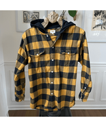 Levi’s Mustard Yellow Buffalo Plaid Button Up Hoodie Shirt S - $398.05 MXN