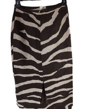 NEW Michael Kors Women Brown Zebra Print Linen Skirt Sz 2 Italy Neiman Marcus image 3