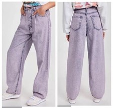 Mother Snacks Jeans The Pleated Fun Dip Puddle Jean Silver Pink Purple Size 29 - £108.97 GBP