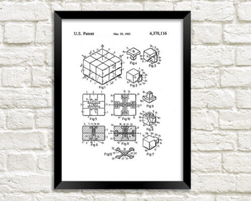RUBIK'S CUBE Imprimé : Puzzle Verni Imprimé Bleu Affiche