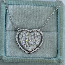 1.60Ct Round Cut Lab-Created Diamond Cluster Heart Pendant 14k White Gold Plated - £98.21 GBP