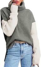 Dokotoo Women&#39;s Color Block Side Slit Turtleneck Sweater - Size: 2XL (20-22) - £15.17 GBP