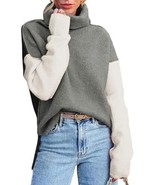 Dokotoo Women&#39;s Color Block Side Slit Turtleneck Sweater - Size: 2XL (20... - £15.20 GBP