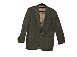 Lands End Mens Sz 40 Lambswool Merino Wool Brown Tweed Suit Jacket Coat Blazer - £53.09 GBP