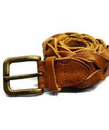 sz L Vertigo Brown Wide Braid Braided Leather Belt - £27.24 GBP