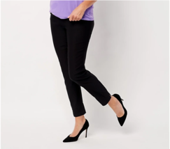 Susan Graver Smooth Stretch Slim Leg Ankle Pants (Black, Petite 4) A468699 - $22.42