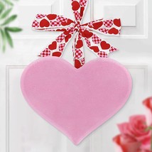 Happy Valentine&#39;S Day Door Sign Heart Wall Decor Metal Pink Wreath Hanging Dec - £20.55 GBP