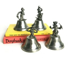 Vintage Tin Hand Bells with Pewter Clown Joker Jester Top  Set of 4 Collectible - £23.48 GBP