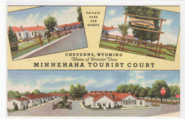 Minnehaha Tourist Court Cheyenne WY linen postcard - £5.14 GBP