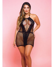 Netted Bad Romance Chemise Black QN - $23.19