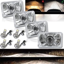 4X6&quot; Crystal Clear Glass Projector Headlight 6k LED HID Light Bulb Headlamp Set - £154.41 GBP