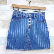 Old Navy Striped Denim Button Front Skirt Blue Medium Wash Girls Large 1... - £13.29 GBP