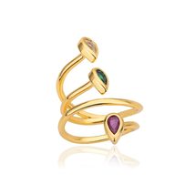 Zircon Three Layered Line Wrap Twisted Rings For Women Stainless Steel G... - £19.56 GBP