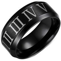 coi Jewelry Black Titanium Ring With Roman Numerals-201 - £55.94 GBP