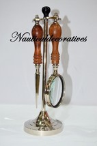 Vintage Decorative Brass Magnifying Glass &amp; Letter Opener on Stand Desk Top - £26.57 GBP