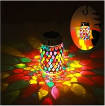  Solar Lights Outdoor Hanging Lanterns Rechargeable Mosaic Solar Lanterns  - £32.15 GBP