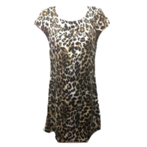 Forever 21 Womens A Line Dress Brown Black Leopard Print Collar Short Sleeve S - £9.47 GBP
