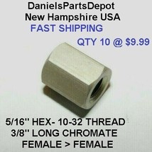 x10 5/16 HEX X 3/8 FEMALE   FEMALE 10-32 x 3/8 ALUMINUM STANDOFF SPACER ... - £7.84 GBP