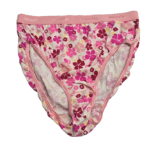 Delicates Pink Flowers Signature White Cotton Vintage Hi Cut Bikini Pant... - $39.59
