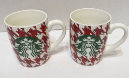 Starbucks 2017 Christmas Coffee Cup 10oz Mug Lot of 2 Tea Red White Houn... - $16.98