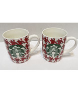Starbucks 2017 Christmas Coffee Cup 10oz Mug Lot of 2 Tea Red White Houn... - £13.53 GBP